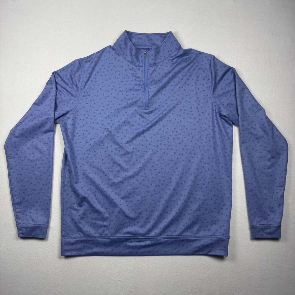 Peter Millar Crown Sport Perth 1/4 Zip Pullover Blue Carts Print